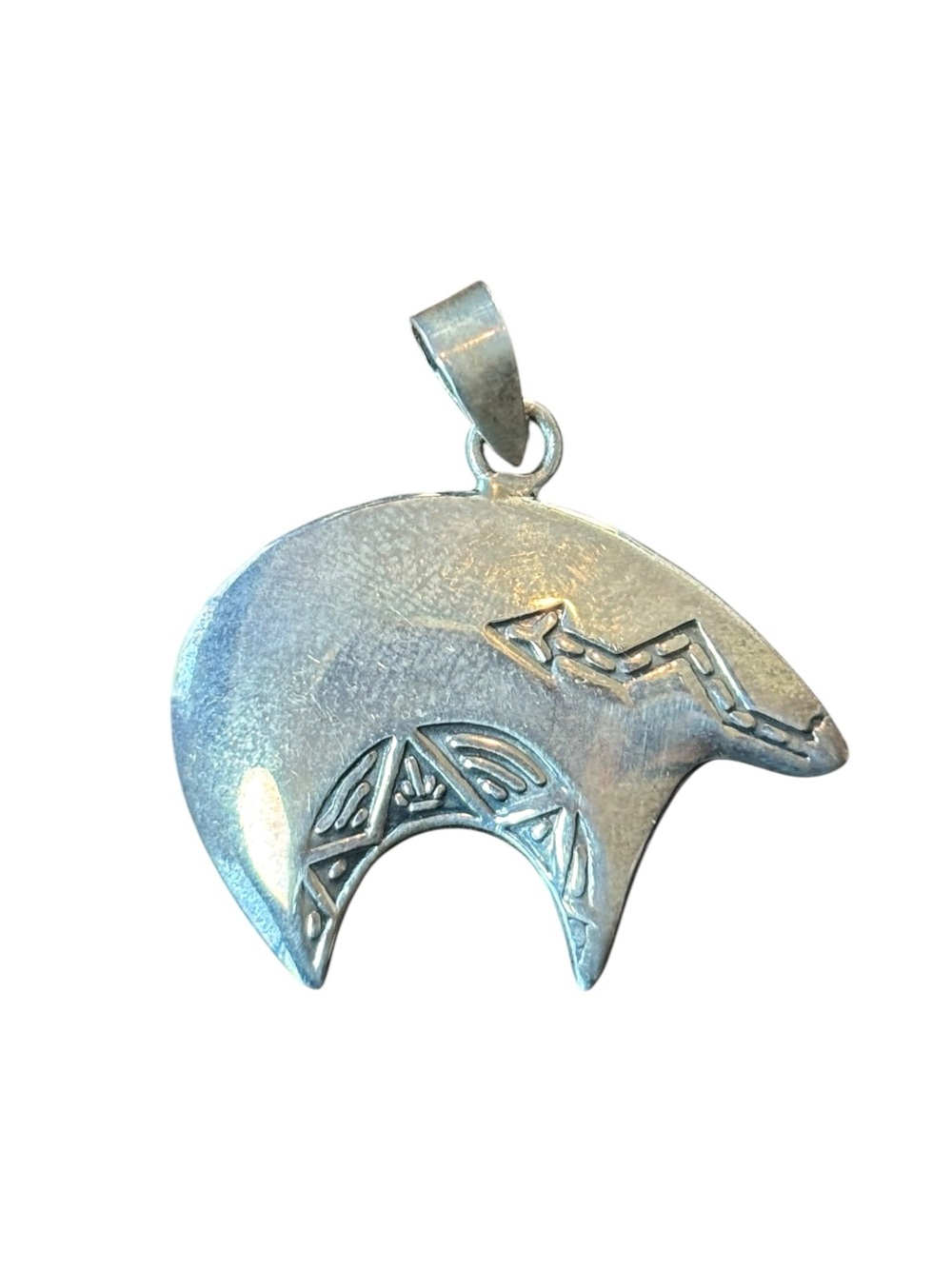 Southwest Style Bear Pendant Silver Tone Spirit Bear Totem Tribal Design - Picture 2 of 4